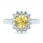 18k White Gold 18k White Gold Custom Yellow Sapphire And Diamond Engagement Ring - Top View -  100036 - Thumbnail