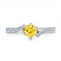 18k White Gold 18k White Gold Custom Yellow Sapphire And Diamond Engagement Ring - Top View -  100621 - Thumbnail