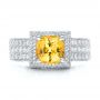 14k White Gold 14k White Gold Custom Yellow Sapphire And Diamond Engagement Ring - Top View -  102025 - Thumbnail