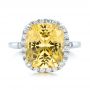 18k White Gold 18k White Gold Custom Yellow Sapphire And Diamond Engagement Ring - Top View -  102129 - Thumbnail