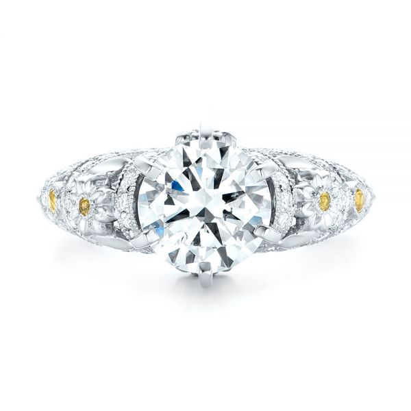 Platinum Custom Yellow Sapphire And Diamond Engagement Ring - Top View -  102872