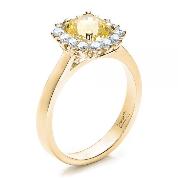 14k Yellow Gold 14k Yellow Gold Custom Yellow Sapphire And Diamond Engagement Ring - Three-Quarter View -  100036