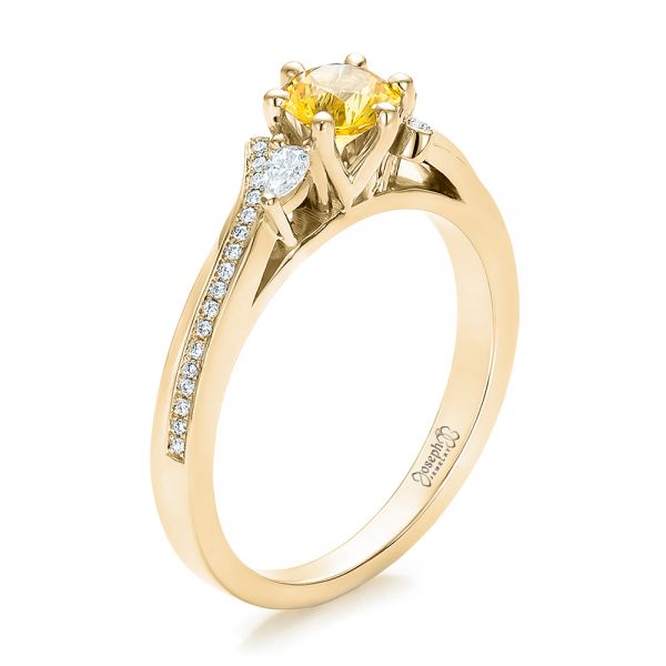 14k Yellow Gold 14k Yellow Gold Custom Yellow Sapphire And Diamond Engagement Ring - Three-Quarter View -  100621