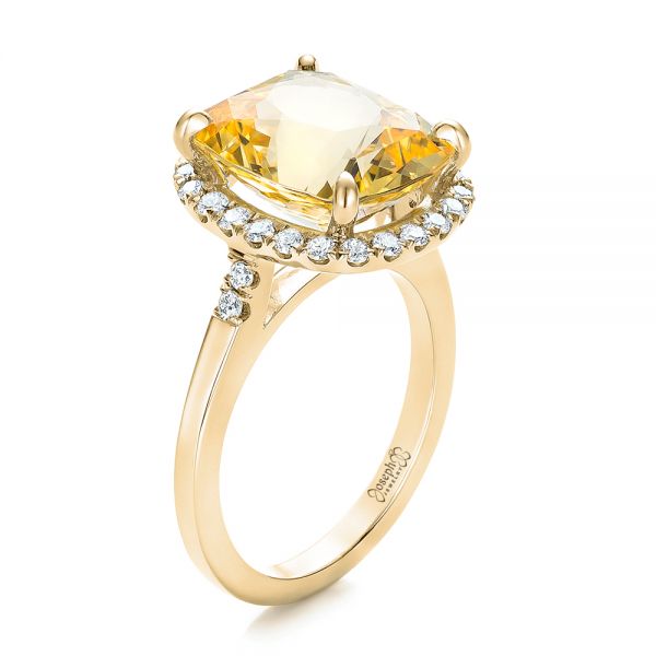 18k Yellow Gold 18k Yellow Gold Custom Yellow Sapphire And Diamond Engagement Ring - Three-Quarter View -  102129