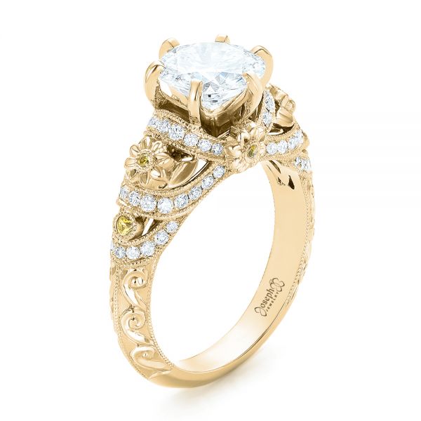 14k Yellow Gold 14k Yellow Gold Custom Yellow Sapphire And Diamond Engagement Ring - Three-Quarter View -  102872