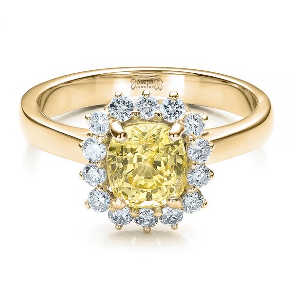 14k Yellow Gold 14k Yellow Gold Custom Yellow Sapphire And Diamond Engagement Ring - Flat View - 100036