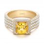 18k Yellow Gold 18k Yellow Gold Custom Yellow Sapphire And Diamond Engagement Ring - Flat View -  102025 - Thumbnail