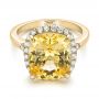 18k Yellow Gold 18k Yellow Gold Custom Yellow Sapphire And Diamond Engagement Ring - Flat View -  102129 - Thumbnail