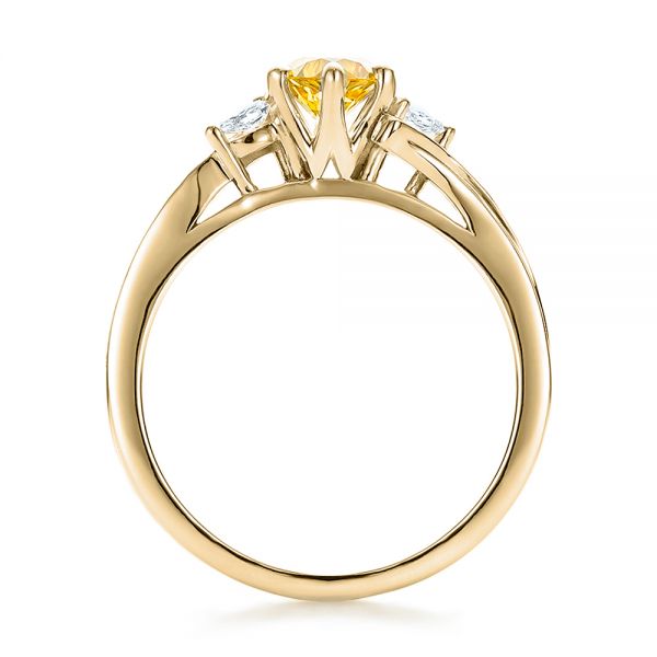 18k Yellow Gold 18k Yellow Gold Custom Yellow Sapphire And Diamond Engagement Ring - Front View -  100621