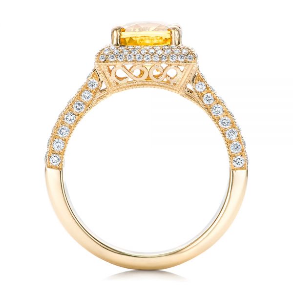 14k Yellow Gold Custom Yellow Sapphire And Diamond Engagement Ring - Front View -  102025