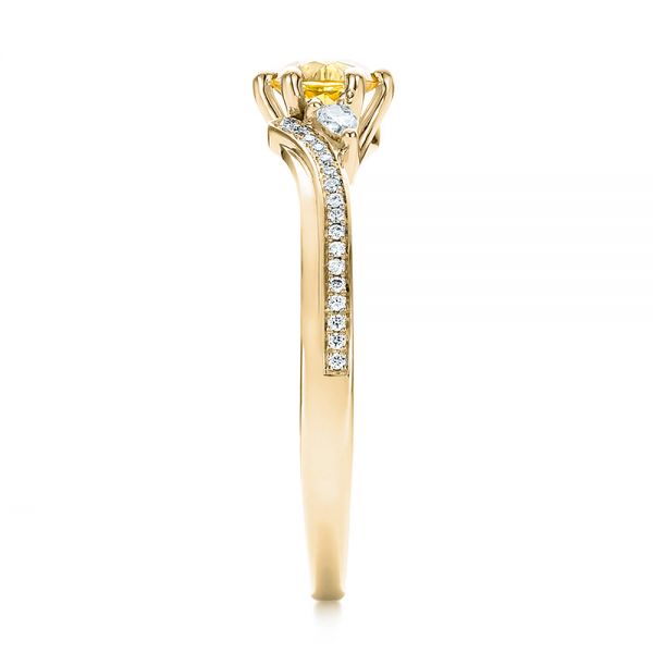18k Yellow Gold 18k Yellow Gold Custom Yellow Sapphire And Diamond Engagement Ring - Side View -  100621