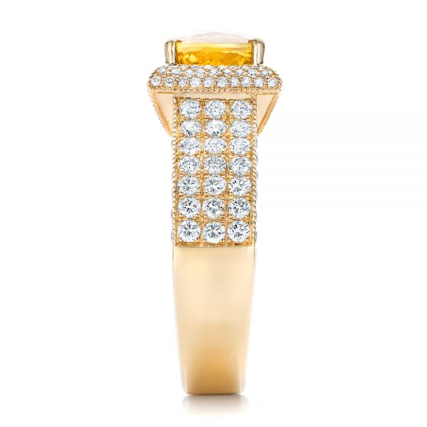 14k Yellow Gold Custom Yellow Sapphire And Diamond Engagement Ring - Side View - 102025
