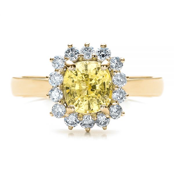 14k Yellow Gold 14k Yellow Gold Custom Yellow Sapphire And Diamond Engagement Ring - Top View -  100036