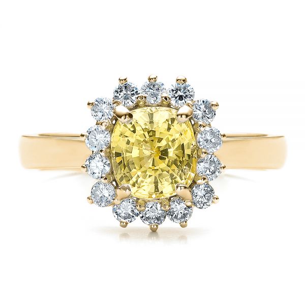 14k Yellow Gold 14k Yellow Gold Custom Yellow Sapphire And Diamond Engagement Ring - Top View - 100036