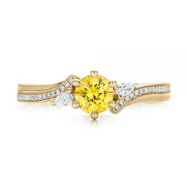 18k Yellow Gold 18k Yellow Gold Custom Yellow Sapphire And Diamond Engagement Ring - Top View - 100621