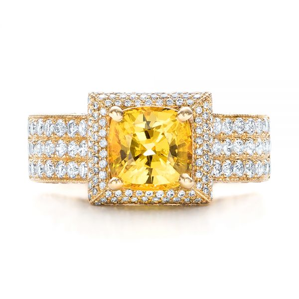 14k Yellow Gold Custom Yellow Sapphire And Diamond Engagement Ring - Top View - 102025