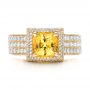 14k Yellow Gold Custom Yellow Sapphire And Diamond Engagement Ring - Top View -  102025 - Thumbnail