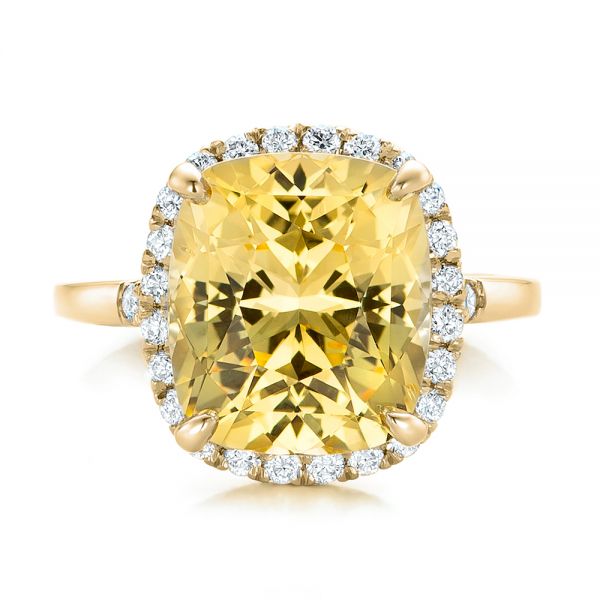 14k Yellow Gold 14k Yellow Gold Custom Yellow Sapphire And Diamond Engagement Ring - Top View -  102129