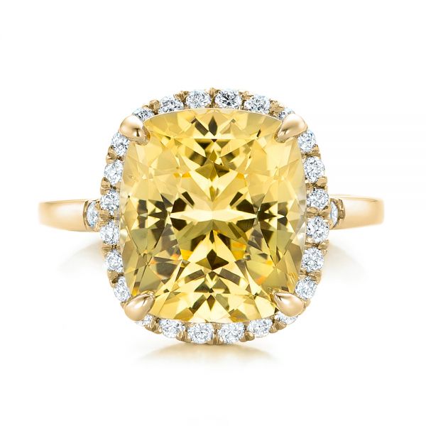 14k Yellow Gold 14k Yellow Gold Custom Yellow Sapphire And Diamond Engagement Ring - Top View - 102129