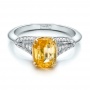  18K Gold 18K Gold Custom Yellow Sapphire And Diamond Engagement Ring - Flat View -  100773 - Thumbnail