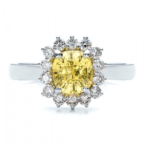 Custom Yellow  Sapphire  and Diamond Engagement  Ring  100036 