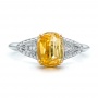  Platinum Custom Yellow Sapphire And Diamond Engagement Ring - Top View -  100773 - Thumbnail