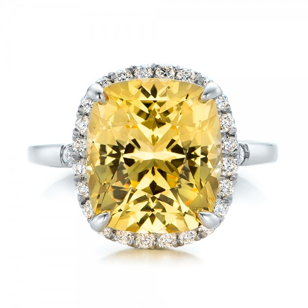 Custom Yellow  Sapphire  and Diamond Engagement  Ring  102129 