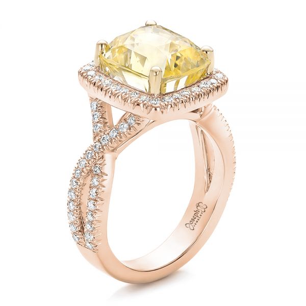 Oval Yellow Sapphire Matte Gold Ring 18K Yellow Gold