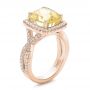 14k Rose Gold And Platinum 14k Rose Gold And Platinum Custom Yellow Sapphire And Diamond Halo Engagement Ring - Three-Quarter View -  100594 - Thumbnail