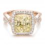 18k Rose Gold And 18K Gold 18k Rose Gold And 18K Gold Custom Yellow Sapphire And Diamond Halo Engagement Ring - Flat View -  100594 - Thumbnail