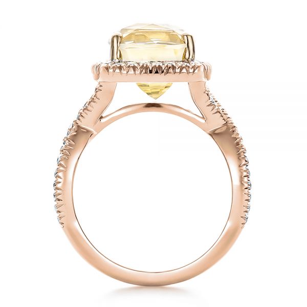 14k Rose Gold And 14K Gold 14k Rose Gold And 14K Gold Custom Yellow Sapphire And Diamond Halo Engagement Ring - Front View -  100594