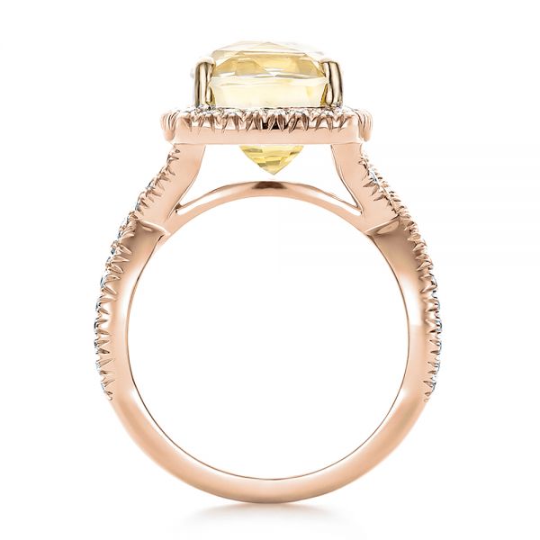 14k Rose Gold And Platinum 14k Rose Gold And Platinum Custom Yellow Sapphire And Diamond Halo Engagement Ring - Front View - 100594
