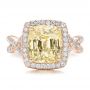 18k Rose Gold And 14K Gold 18k Rose Gold And 14K Gold Custom Yellow Sapphire And Diamond Halo Engagement Ring - Top View -  100594 - Thumbnail