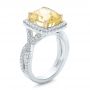 14k White Gold And 14K Gold Custom Yellow Sapphire And Diamond Halo Engagement Ring - Three-Quarter View -  100594 - Thumbnail