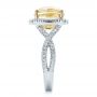 18k White Gold And 14K Gold 18k White Gold And 14K Gold Custom Yellow Sapphire And Diamond Halo Engagement Ring - Side View -  100594 - Thumbnail
