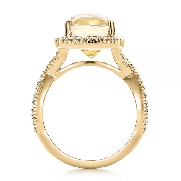 14k Yellow Gold And Platinum 14k Yellow Gold And Platinum Custom Yellow Sapphire And Diamond Halo Engagement Ring - Front View -  100594