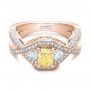 18k Rose Gold 18k Rose Gold Custom Yellow And White Diamond Engagement Ring - Flat View -  101999 - Thumbnail