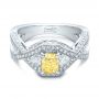  Platinum Custom Yellow And White Diamond Engagement Ring - Flat View -  101999 - Thumbnail