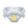 18k White Gold 18k White Gold Custom Yellow And White Diamond Engagement Ring - Flat View -  101999 - Thumbnail