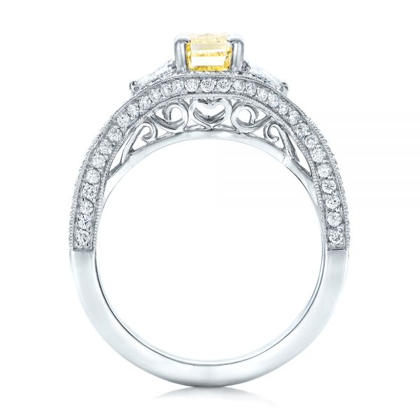  Platinum Custom Yellow And White Diamond Engagement Ring - Front View -  101999