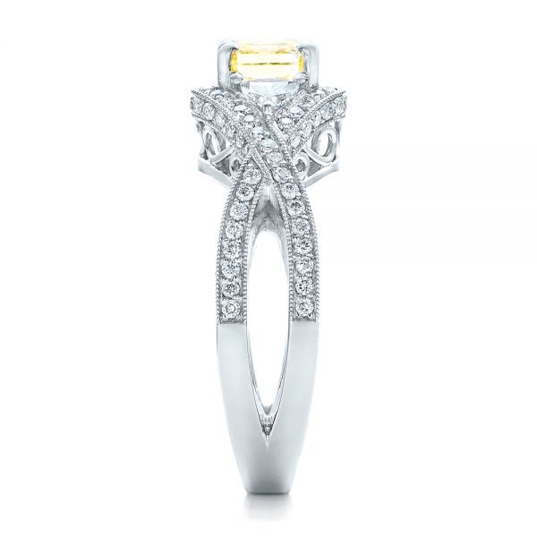  Platinum Custom Yellow And White Diamond Engagement Ring - Side View -  101999