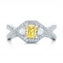 14k White Gold 14k White Gold Custom Yellow And White Diamond Engagement Ring - Top View -  101999 - Thumbnail