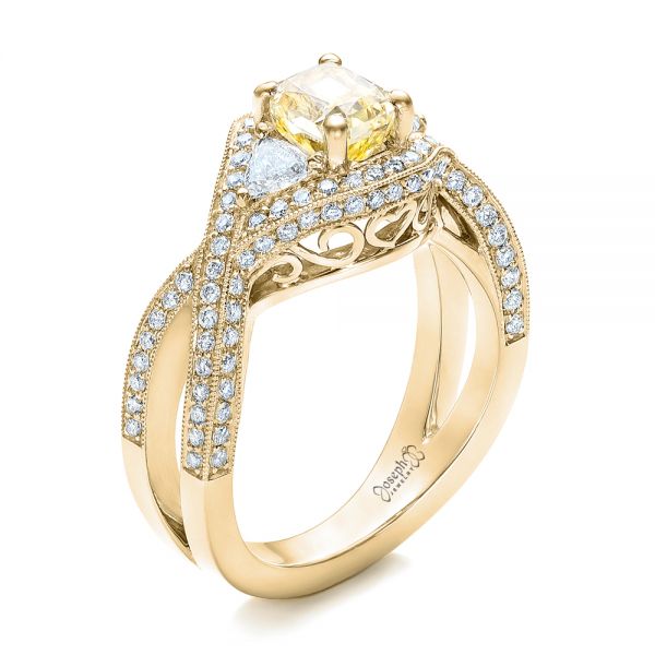 18k Yellow Gold 18k Yellow Gold Custom Yellow And White Diamond Engagement Ring - Three-Quarter View -  101999