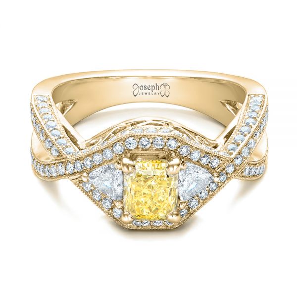 18k Yellow Gold 18k Yellow Gold Custom Yellow And White Diamond Engagement Ring - Flat View -  101999