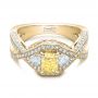 18k Yellow Gold 18k Yellow Gold Custom Yellow And White Diamond Engagement Ring - Flat View -  101999 - Thumbnail