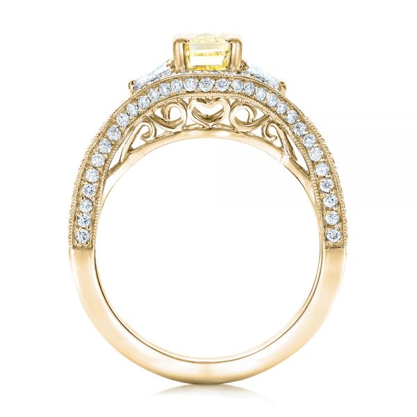 18k Yellow Gold 18k Yellow Gold Custom Yellow And White Diamond Engagement Ring - Front View -  101999