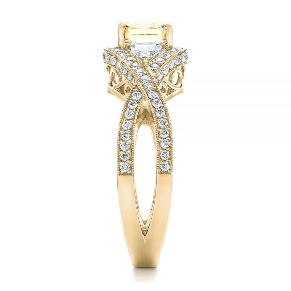 18k Yellow Gold 18k Yellow Gold Custom Yellow And White Diamond Engagement Ring - Side View -  101999