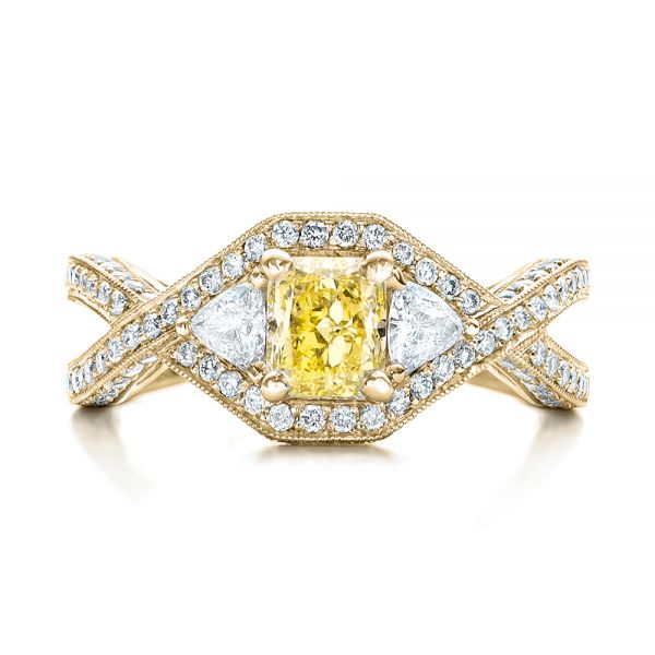 14k Yellow Gold 14k Yellow Gold Custom Yellow And White Diamond Engagement Ring - Top View -  101999