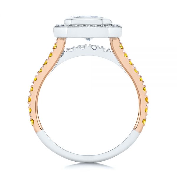  Platinum And 14k Rose Gold Platinum And 14k Rose Gold Custom Yellow And White Diamond Two Tone Engagement Ring - Front View -  105743