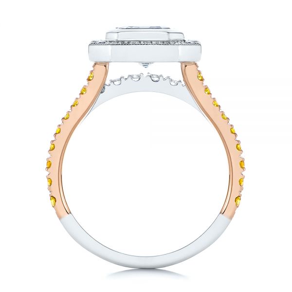 Platinum And 18k Rose Gold Platinum And 18k Rose Gold Custom Yellow And White Diamond Two Tone Engagement Ring - Front View - 105743